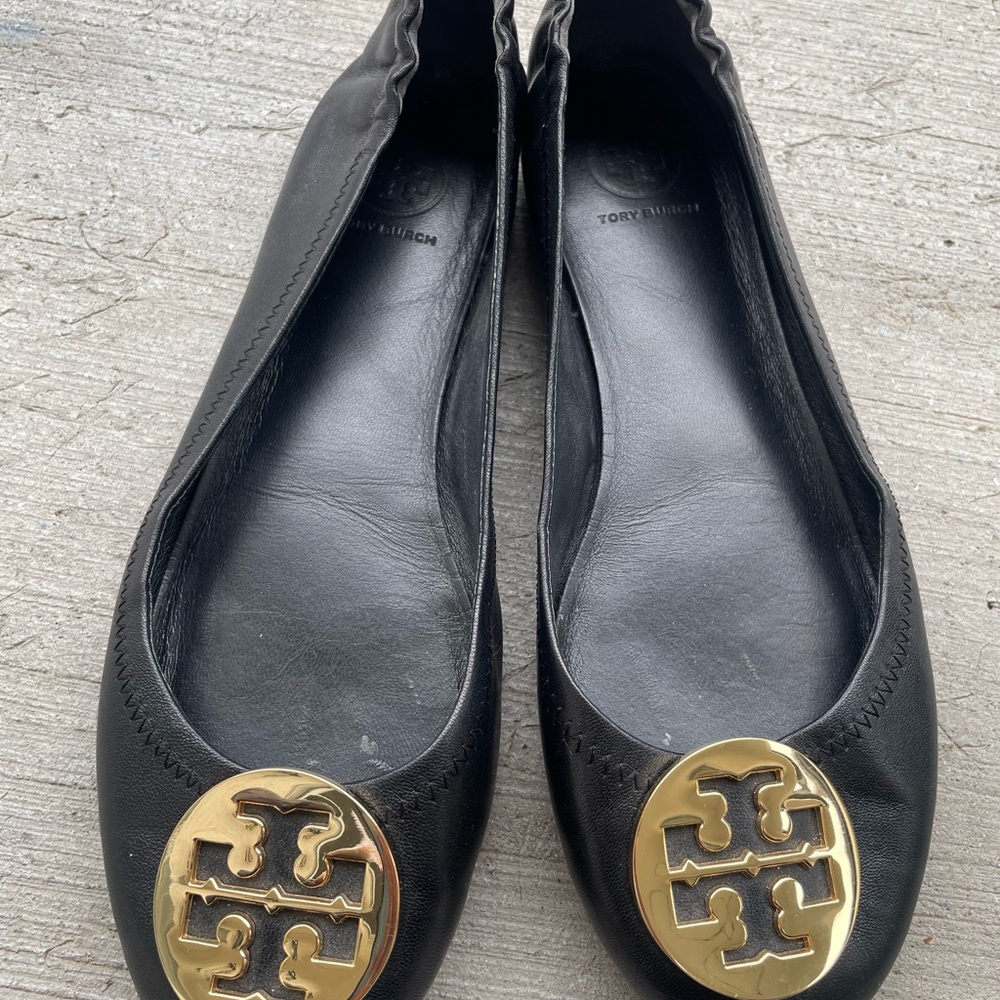 Tory Burch Minnie Miller Flats Black Size 9.5